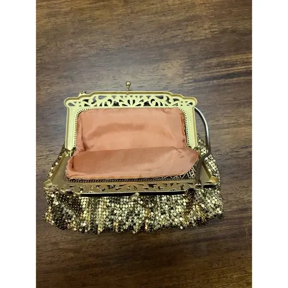 Vintage Whiting & Davis Vintage Art Deco Gold Mesh Evening Bag Purse #2898 - Picture 3 of 5
